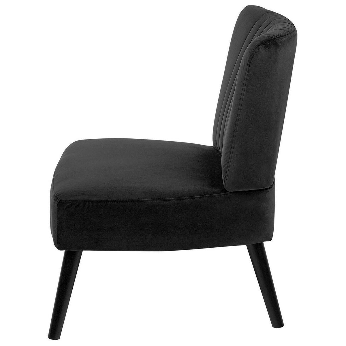 SESSEL Samtstoff Schwarz Vaasa - Schwarz, Holz/Textil (60/85/61cm) - Beliani