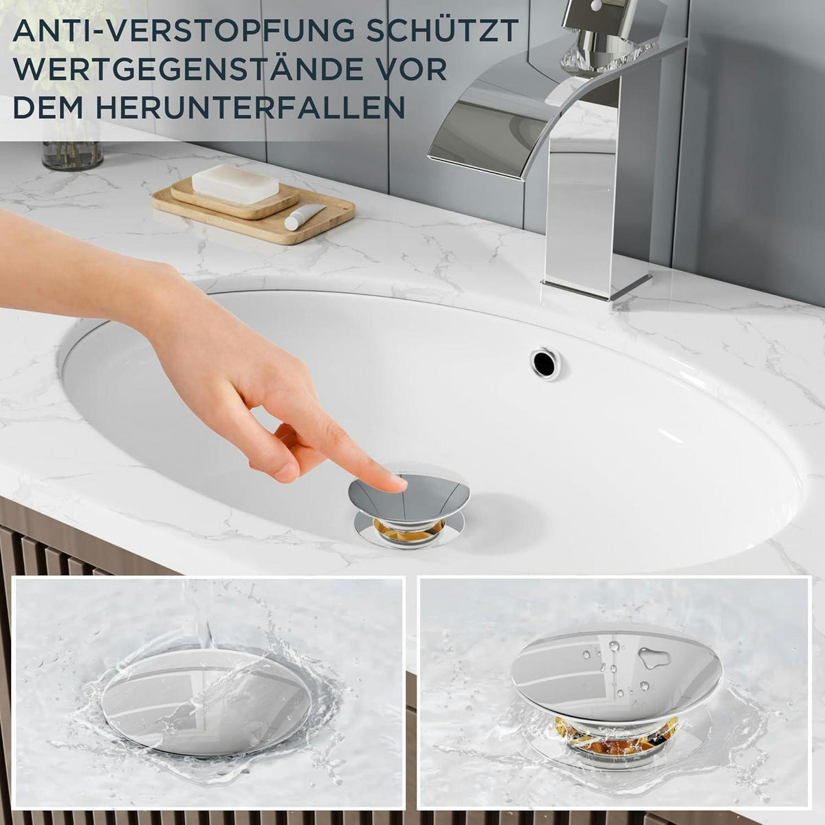 WASCHTISCHARMATUR Wasserfall mit Ablaufgarnitur Chrom 110 mm - Silberfarben, Metall (18/16.5/5.5cm)