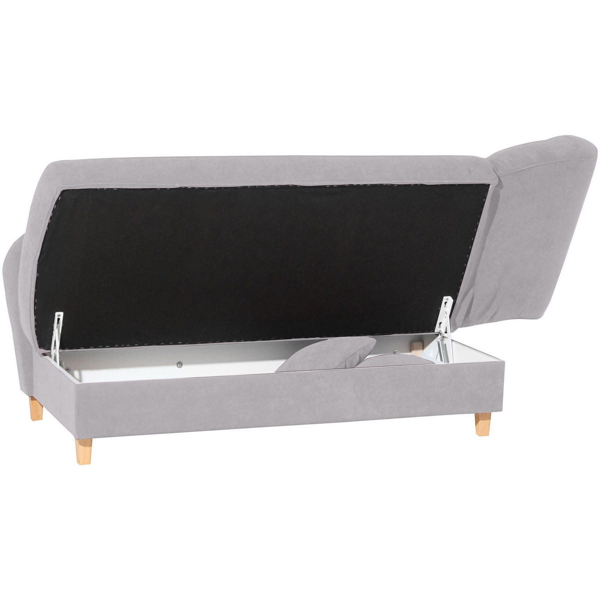 RECAMIERE mit Armteil rechts klappbar Katia Bezug Veloursstoff Buche natur / silber - Grau, Kunststoff (190/82/88cm) - 58aufmkessel