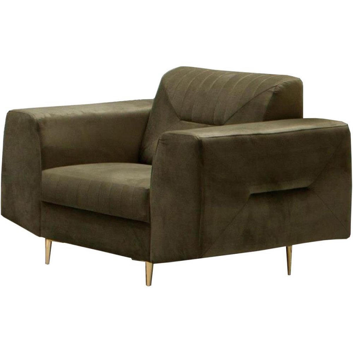 RELAXSESSEL Venezia olivgrün mit goldenen Beinen - Goldfarben/Olivgrün, Textil (112/85/94cm) - Beautysofa