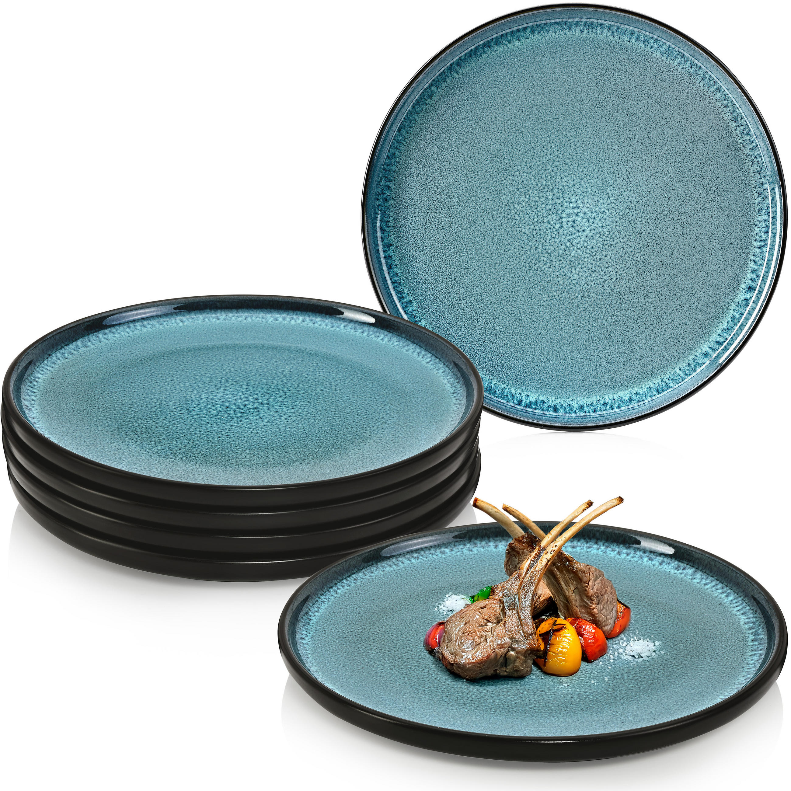 SPEISETELLER SET VIGO - 6 teilig aus Steingut - Blau, Stein (26.5cm) - Sänger