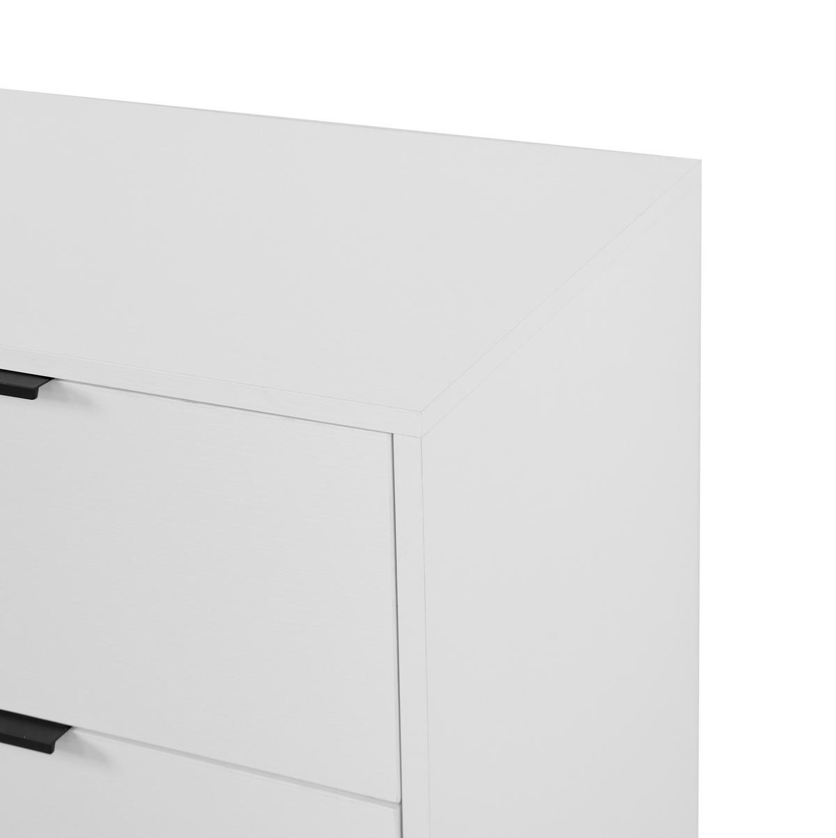 SIDEBOARD 2 Türen x 3 Schubladen, Weiß mit geripptem Glas, Konsolenschrank, eleganter Aufbewahrungs- und Ablagetisch, 155/40/91,5 cm, Weiß - Weiß, Holzwerkstoff (155/91.5/40cm) - Redom