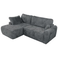 ECKSCHLAFSOFA CUBO L Dunkelgrau Cord - links - Dunkelgrau/Schwarz, Kunststoff/Textil (273/187cm) - MKS