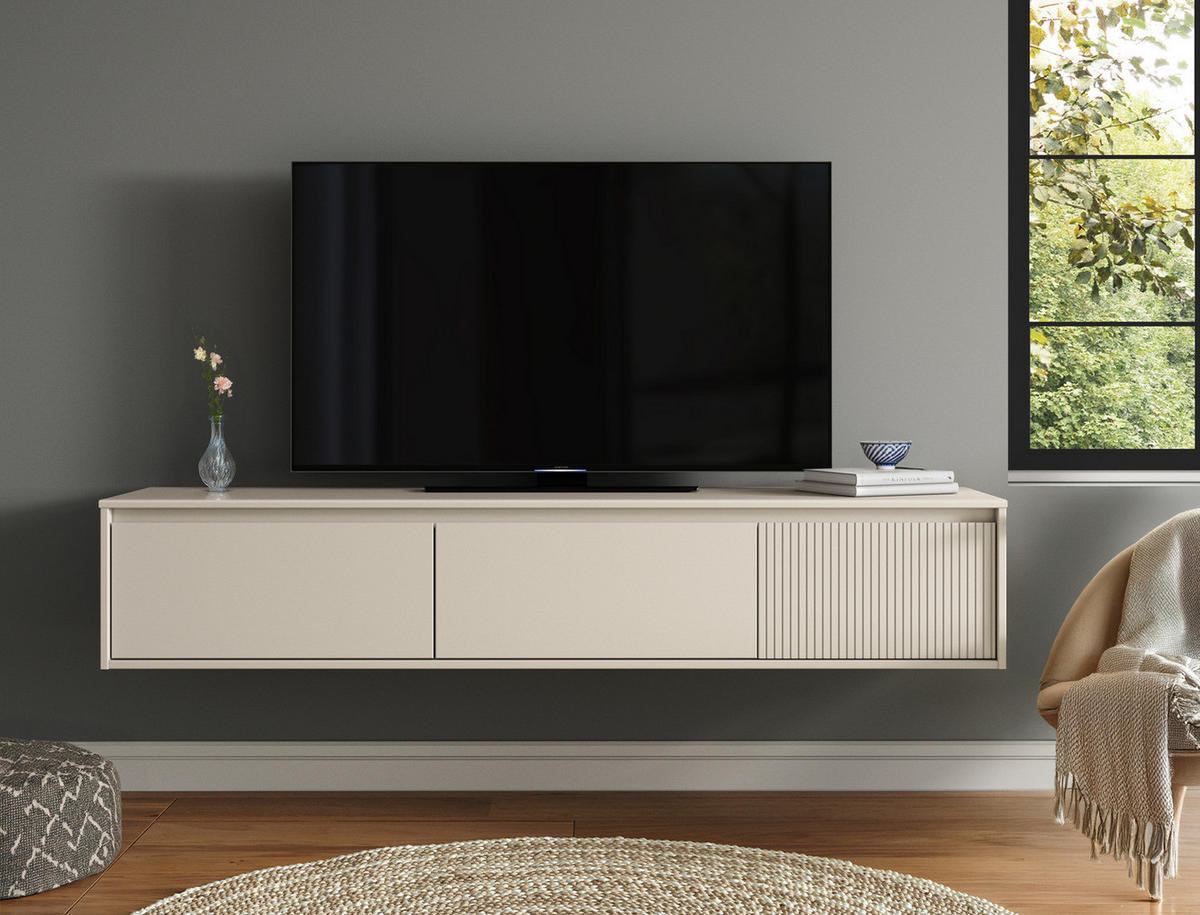 MASSIVES HÄNGE-LOWBOARD - Pinie / Kaschmir - Braun, Holz (180/34/42cm) - home24