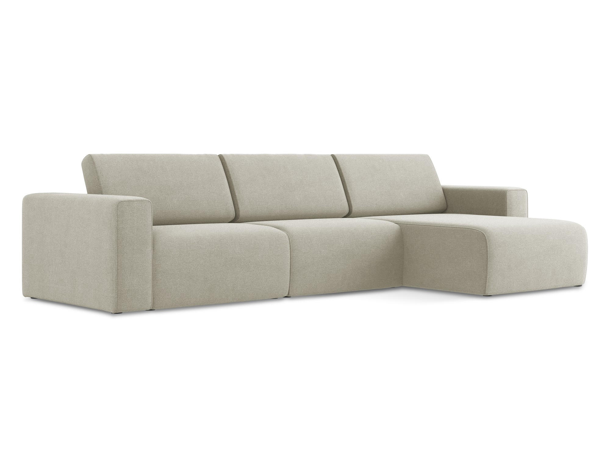ECKSOFA Links Strukturstoff Stoff Beige - Beige/Creme, Kunststoff/Textil (314/167cm) - Makamii