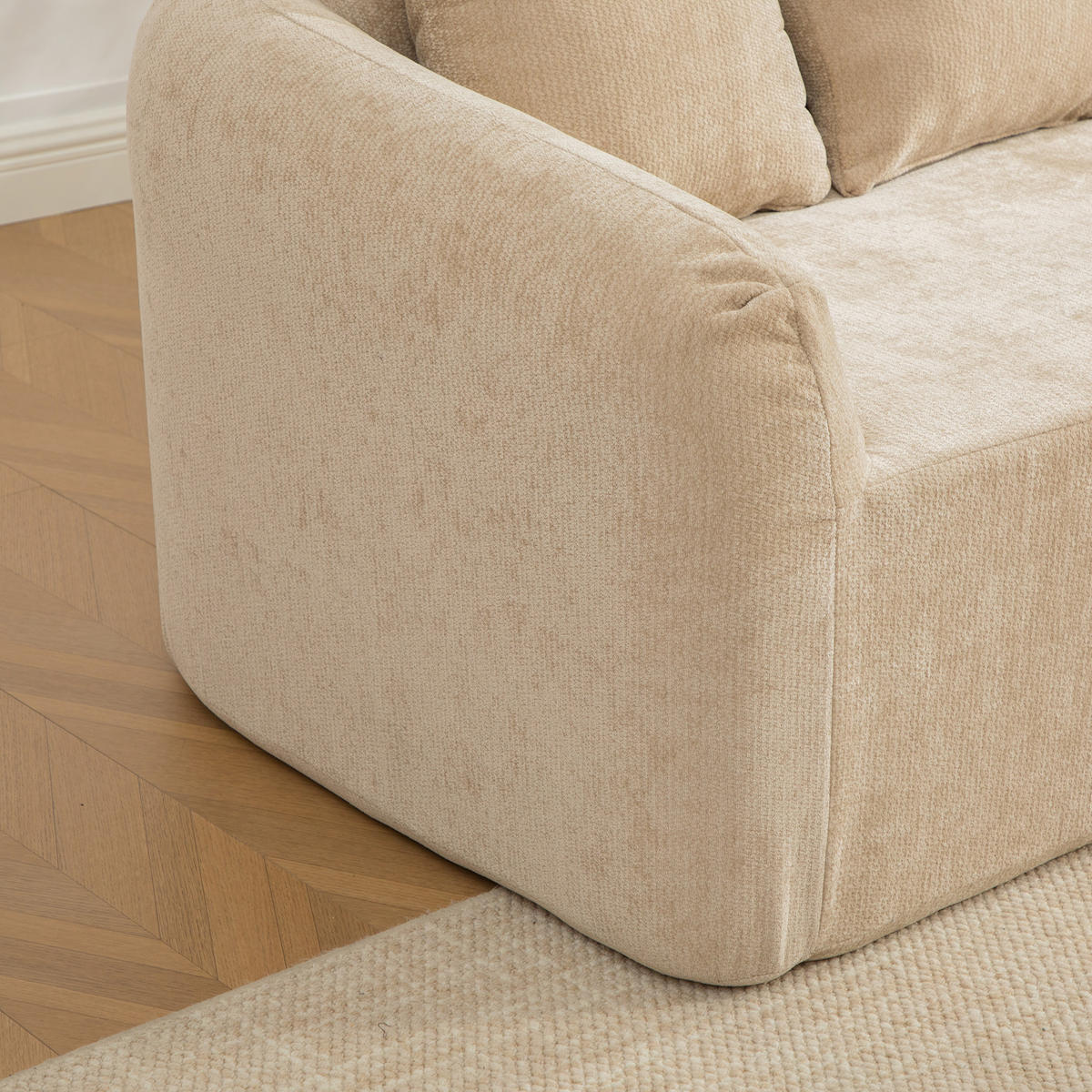 SOFAELEMENT DE-35127 linke mit Chenille-Bezug Hellkhaki - Sandfarben, Textil (99/80.5/171.5cm) - ComfortXL