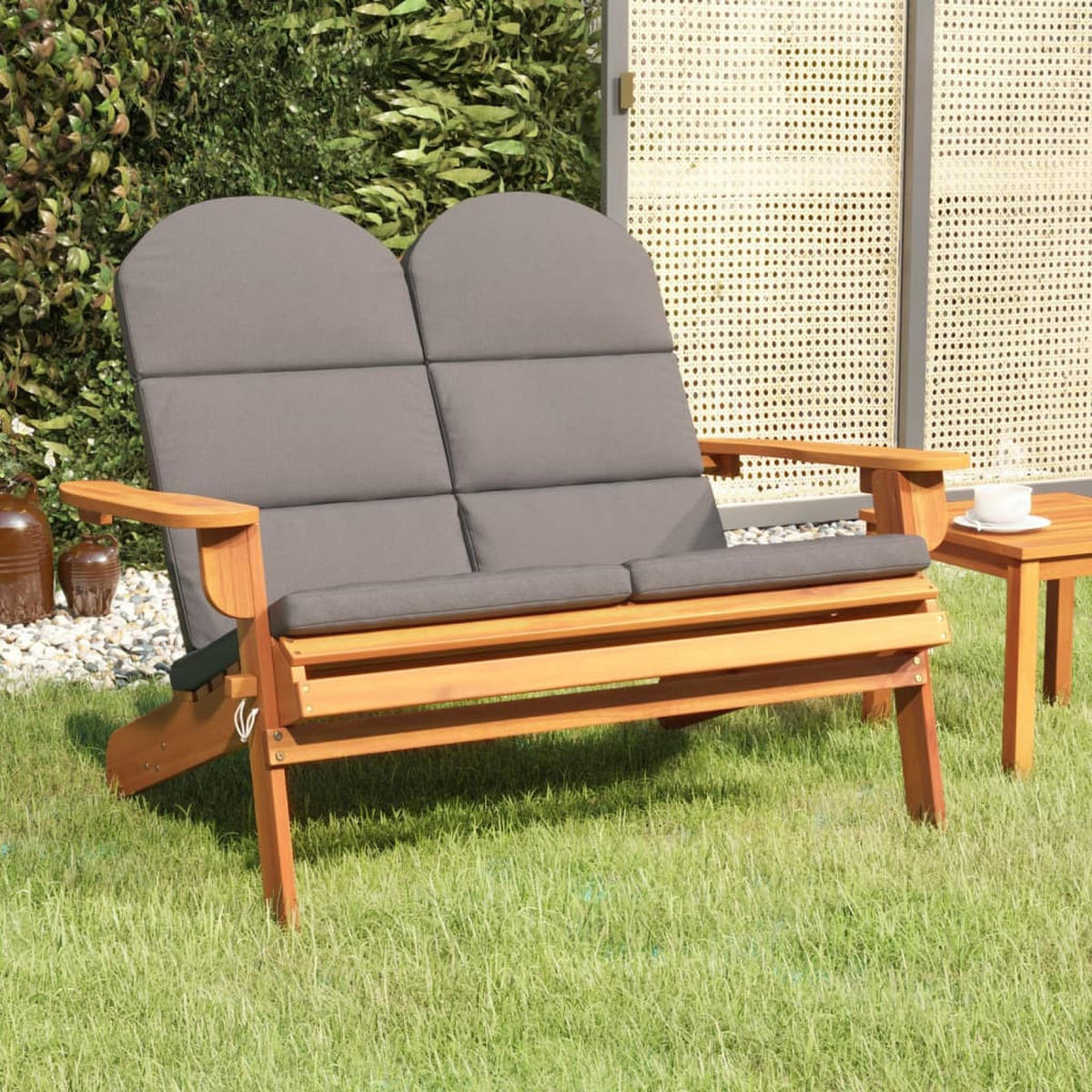 ADIRONDACK-GARTENBANK mit Kissen 126 cm Massivholz Akazie - Braun, Holz (126/90/84cm) - furnicato