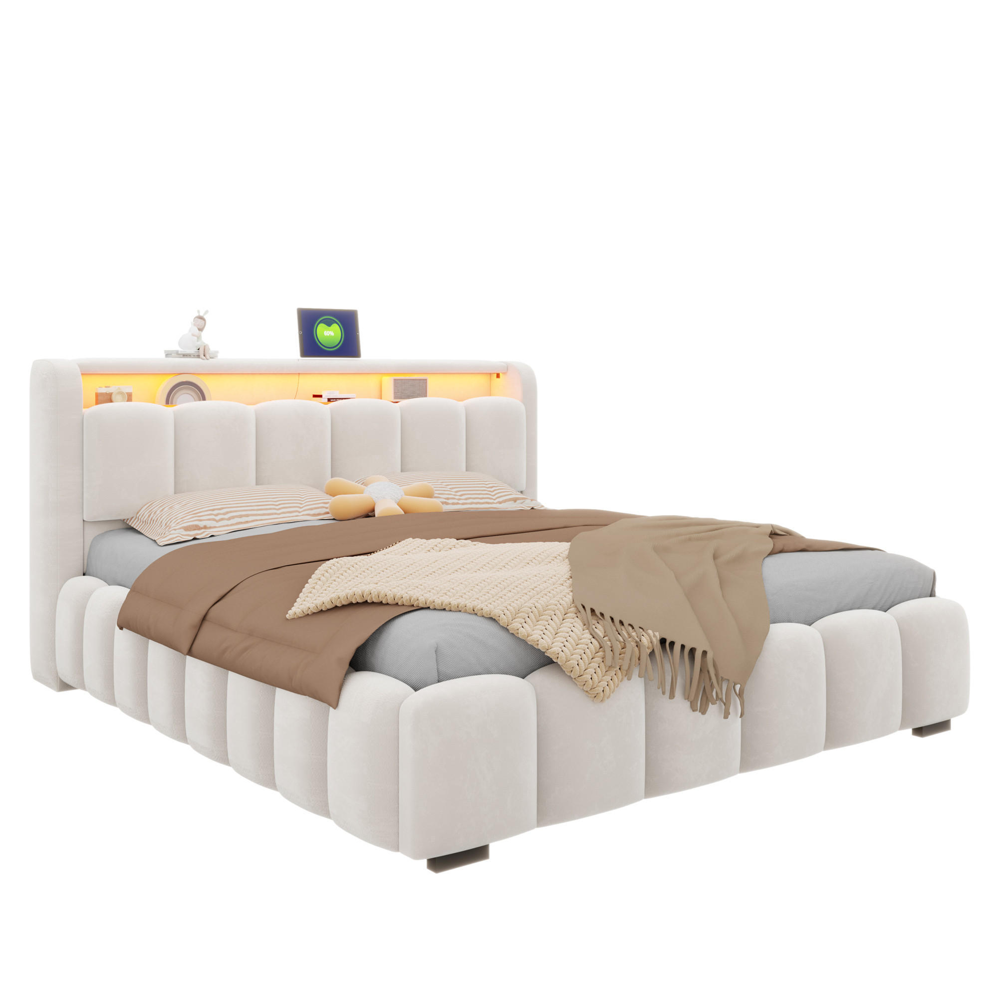 Lvhom Polsterbett Beige 180x200 cm