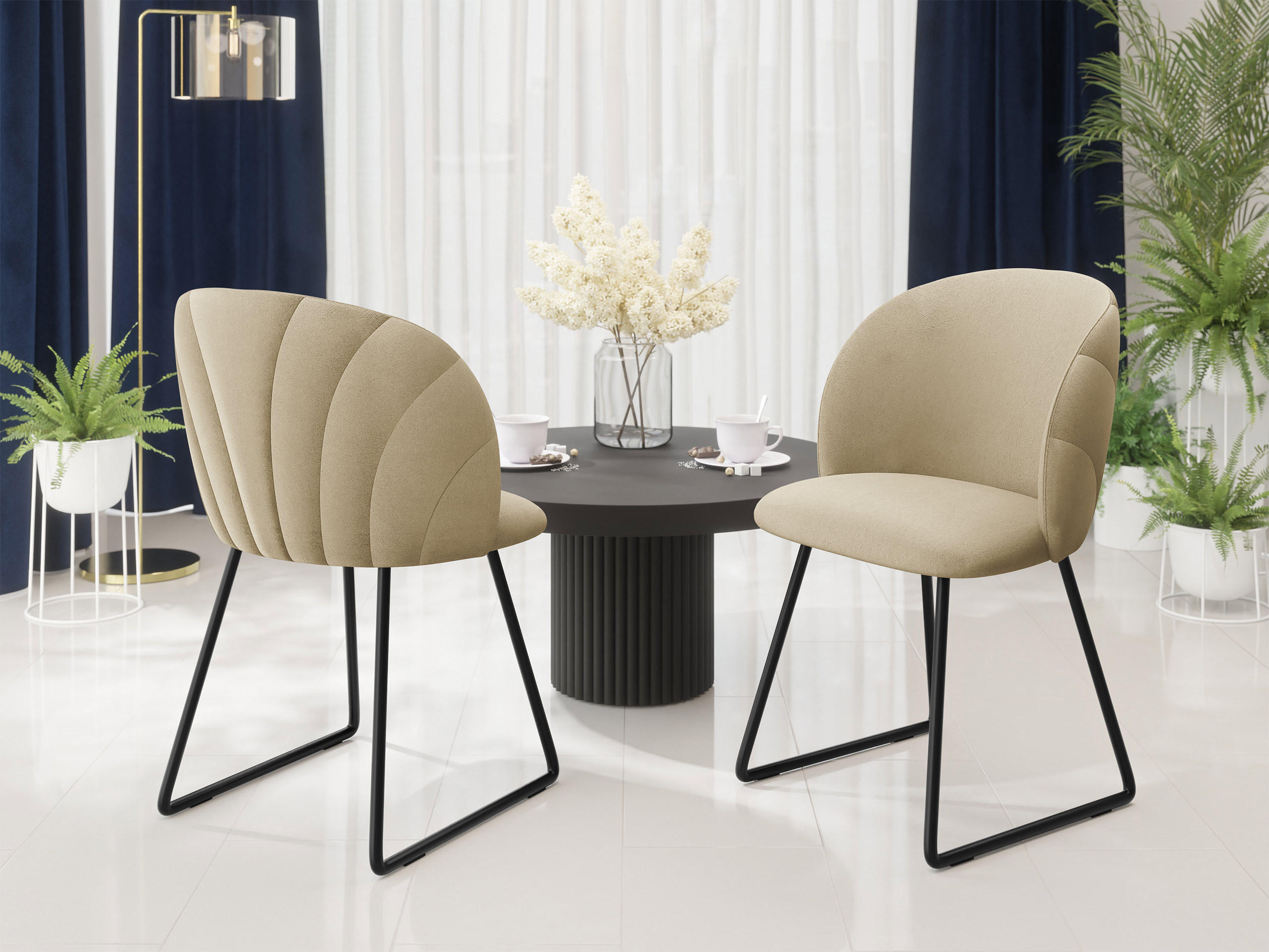 POLSTERSTUHL K99 M - Sandfarben/Schwarz, Holzwerkstoff/Textil (51/80/53cm) - MIRJAN24