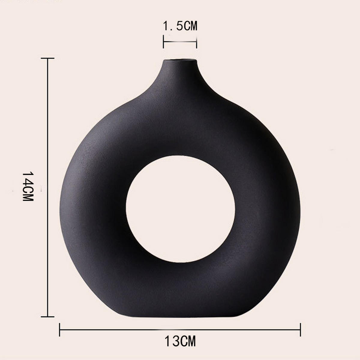 VASE 13 x 1.5 x 14 cm Keramik - Schwarz, Kunststoff (14cm) - LIBRATON