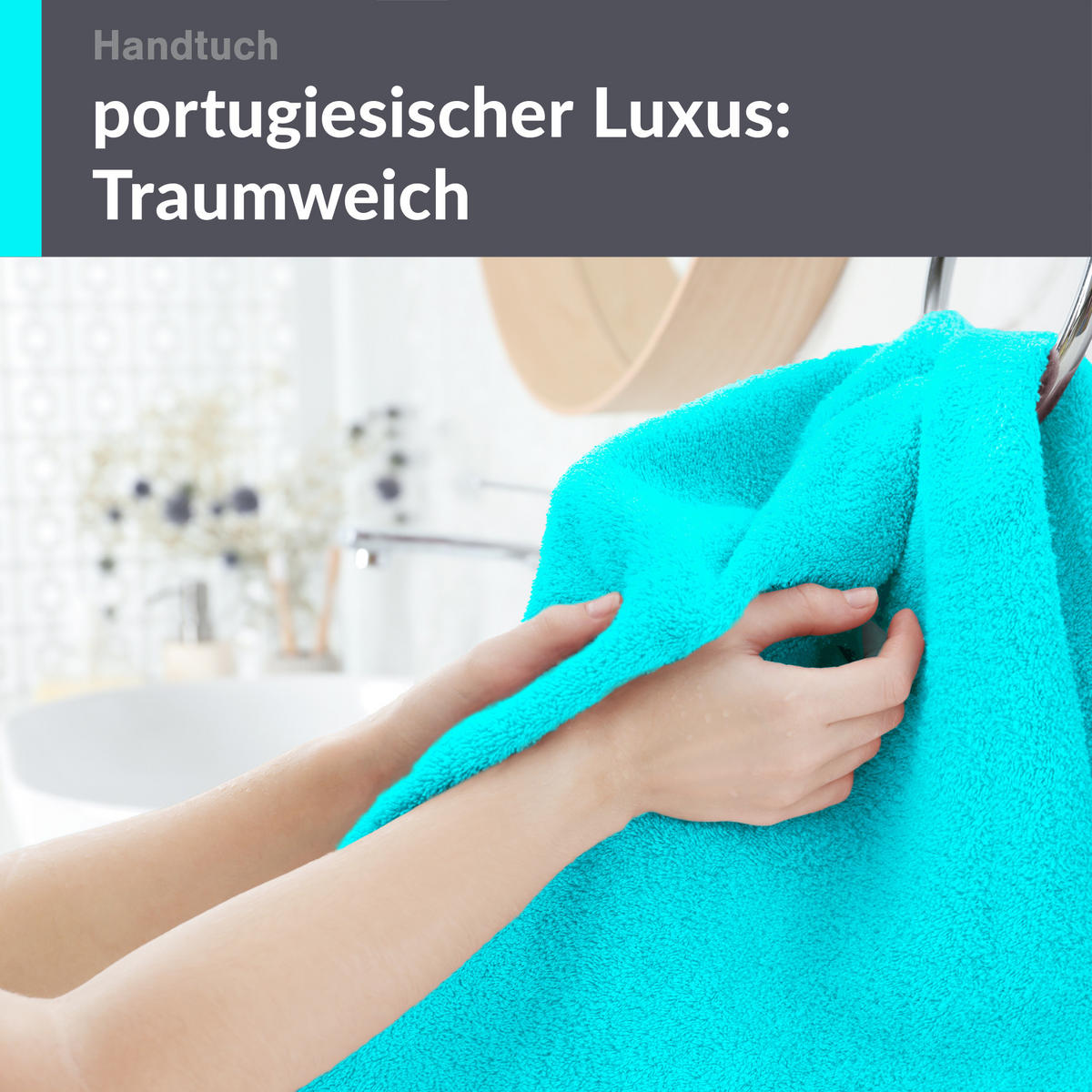 HANDTUCH 50x100 cm London Lagunen Türkis 4er Set - Türkis, Textil (50/100cm) - Lashuma