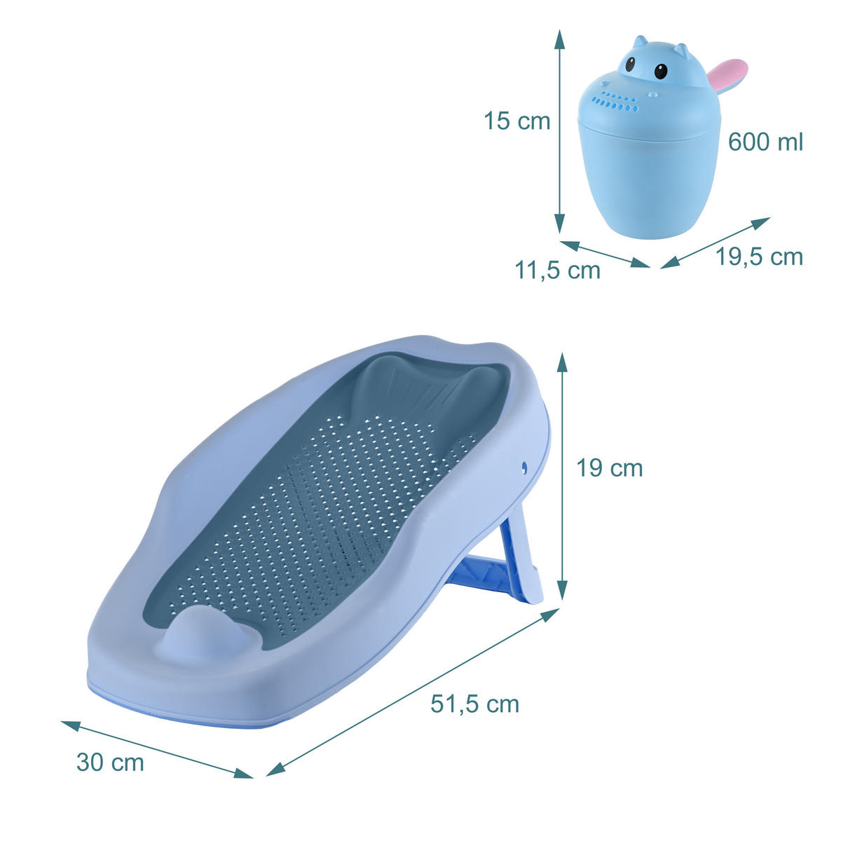 BADLIGG Blå 2-delars-set - Multicolor, Plast (51.5/30cm) - Relaxdays