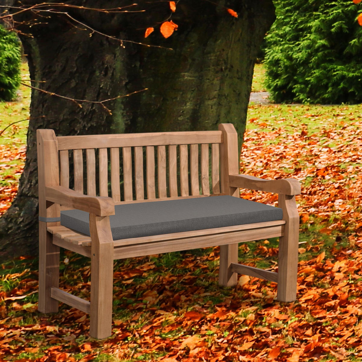 GARTENBANK Teakbank Dabel Holz Dunkelgrau Holzbank 120cm - Dunkelgrau, Holz (120/93/61cm) - DELUKE