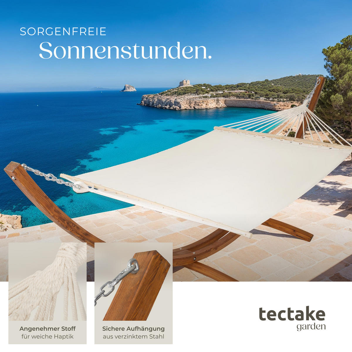 HÄNGEMATTE Thorsten,205 x 150 cm,weiß - Weiß, Textil (150/124/415cm) - tectake