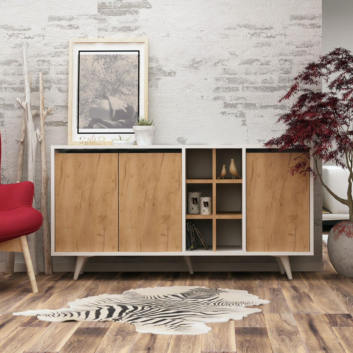 BUFFETSCHRANK prava Braun - Braun, Holz (40/86/140cm) - Habitat Garten