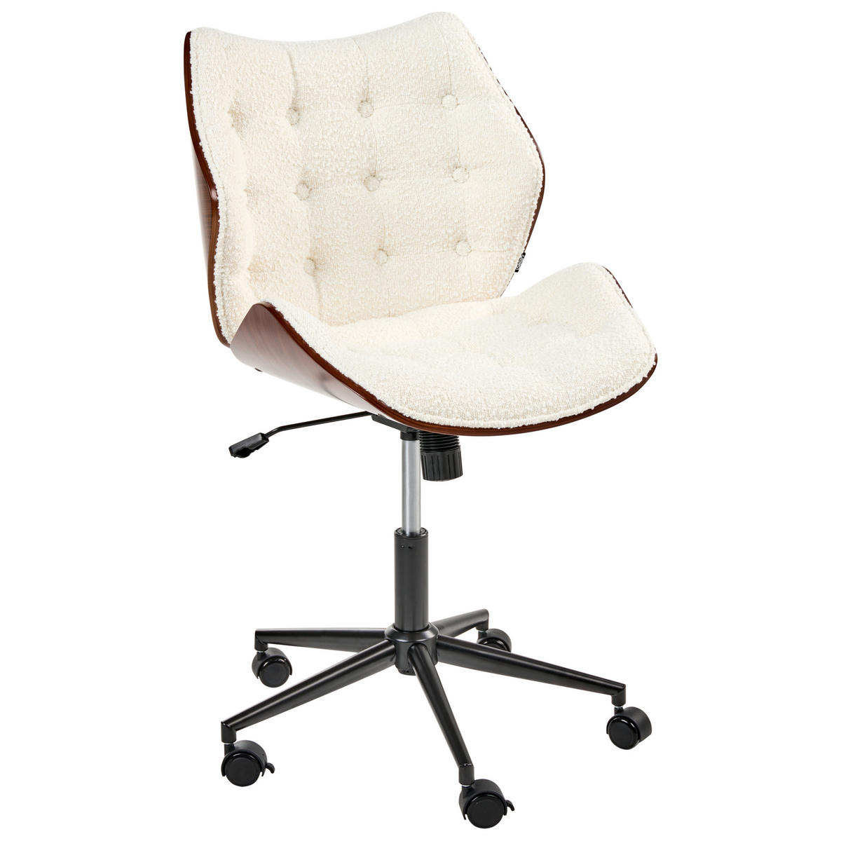 SCHREIBTISCHSTUHL Bouclé Cremeweiß Lompoc - Weiß, Textil (54/88/56cm) - Beliani