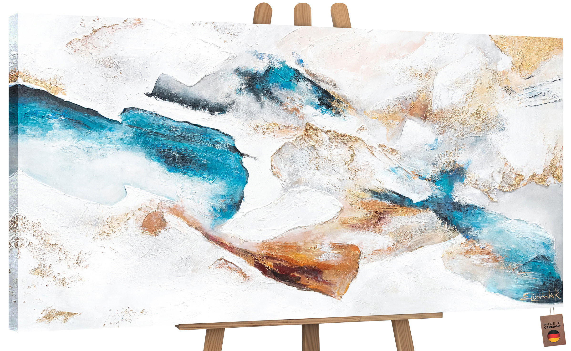 GEMÄLDE Smaragd auf Keilrahmen 140x70 cm - Multicolor, Holz (140/70cm) - YS-art gallery