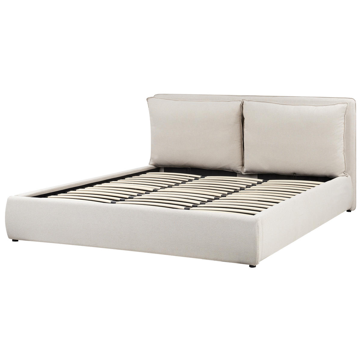 BETT mit Stauraum 180x200 cm Beige Bajonna - Beige, Textil (180/200cm) - Beliani