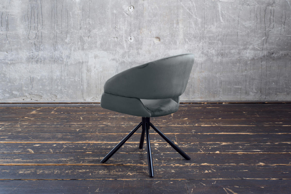 ESSZIMMERSTUHL LARA Grau Velvet - Schwarz/Grau, Kunststoff/Textil (61/82/62cm) - KAWOLA