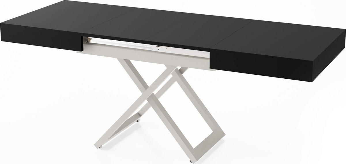 COUCHTISCH Cavetta U höhenverstellbar ausziehbar, Schwarz 120-200/80/27-76 cm - Kaschmir/Beige, Holzwerkstoff/Metall (80/200/76cm) - WFL GROUP
