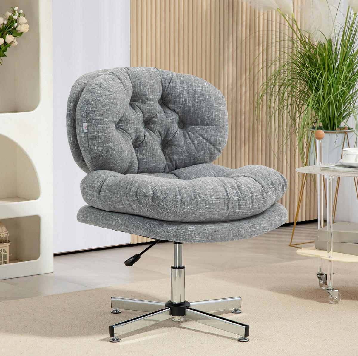 BÜROSTUHL mit Wippfunktion höhenverstellbar Polyester Gray - Grau, Kunststoff (65/94/65cm) - Meubliv