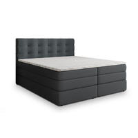 BOXSPRINGBETT AREZI 160x200 cm mit Matratze und Topper - Graphitfarben - Graphitfarben, Holz (160/200cm) - MASSENO