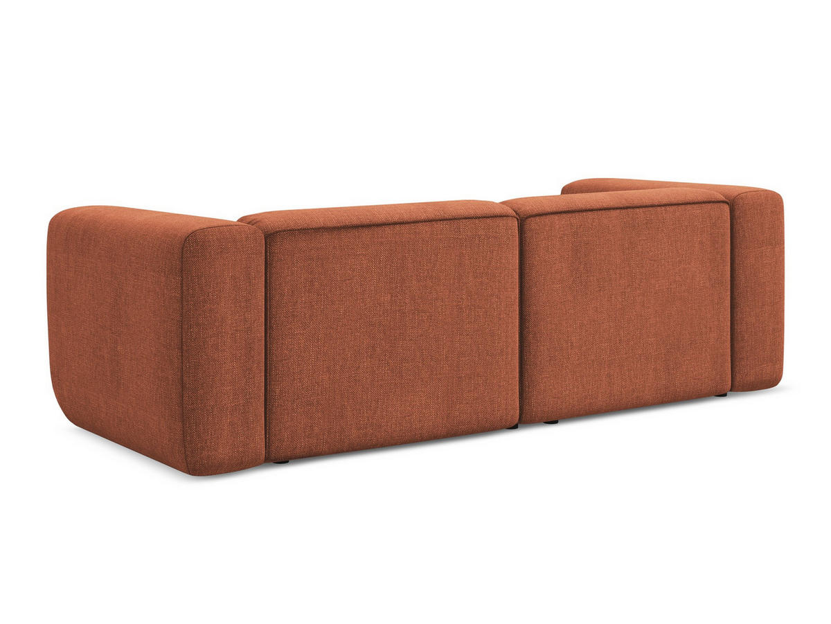 3-SITZER SOFA Chenille Stoff Orange - Terra cotta/Schwarz, Kunststoff/Textil (228/70/89cm) - Makamii