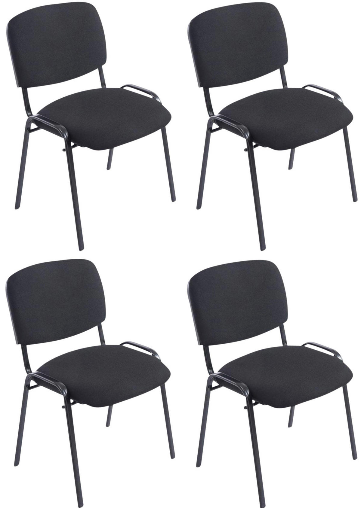 BESUCHERSTUHL 4er Set Stoff schwarz - Schwarz, Textil/Metall (53/84/57cm) - CLP