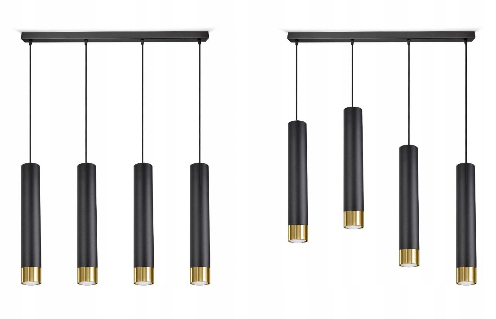 PENDELLEUCHTE Milano Tube - Goldfarben/Schwarz, Glas/Metall (6/80/100cm) - kiki design