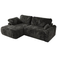 ECKSCHLAFSOFA CUBO L Dunkelgrau Plüsch - links - Dunkelgrau/Schwarz, Kunststoff/Textil (273/187cm) - MKS