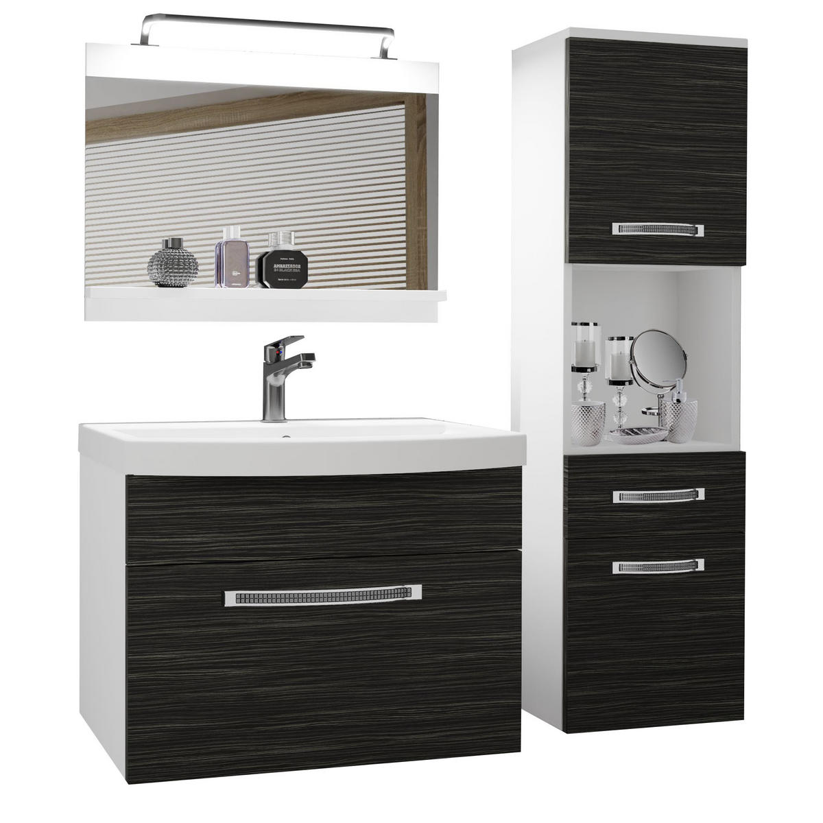 BADMÖBEL Badezimmer Königliches Ebenholz Matt - Braun, Holz (100/113/40cm) - B BELINI GROUP