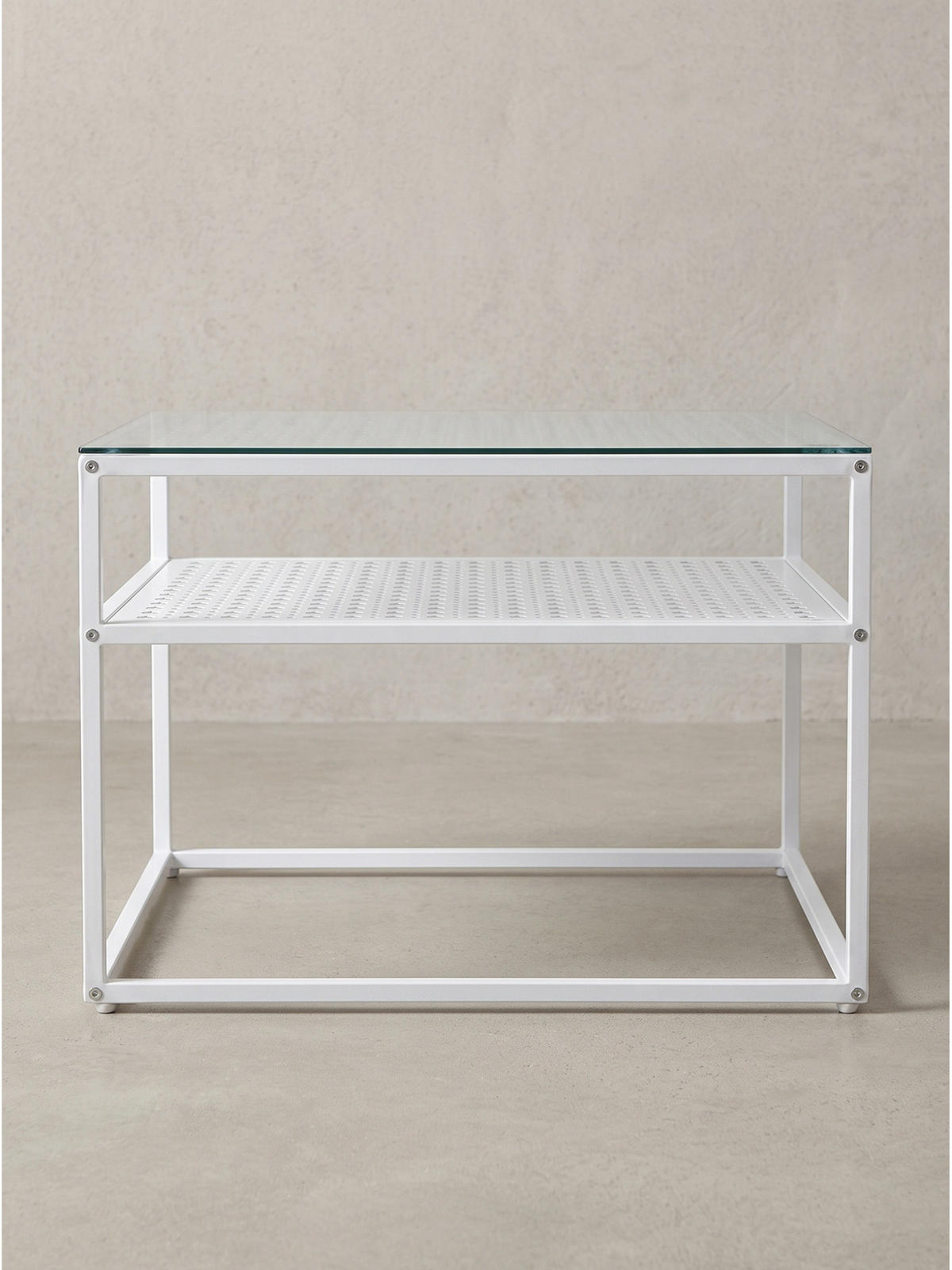 COUCHTISCH ALCUDIA, Einscheibensicherheitsglas, Weiß, 60 x 60 x 45 cm - Weiß, Glas/Metall (60/60/45cm) - KADIMA DESIGN