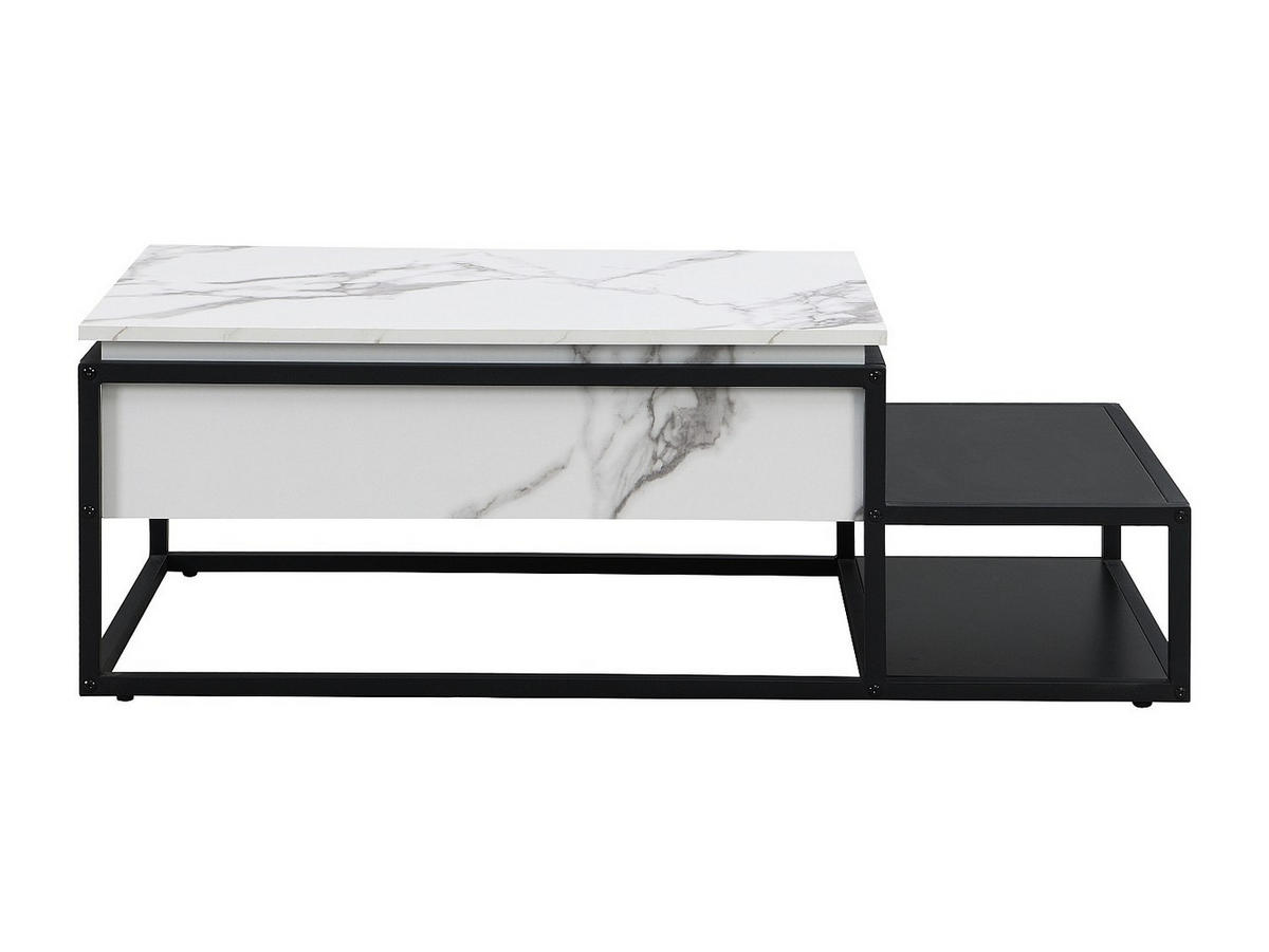 COUCHTISCH höhenverstellbar - MDF & Metall - Marmor-Optik Weiß & Schwarz - LUTESA - Hellgrau, Holz (110/60/38cm) - Vente-Unique