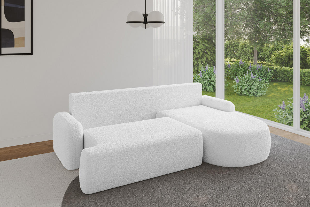 ECKSOFA mit Schlaffunktion und Bettkasten LIRA-L - 264x172x89 Weiß - Weiß, Holzwerkstoff/Textil (172/264cm) - ALTDECOR