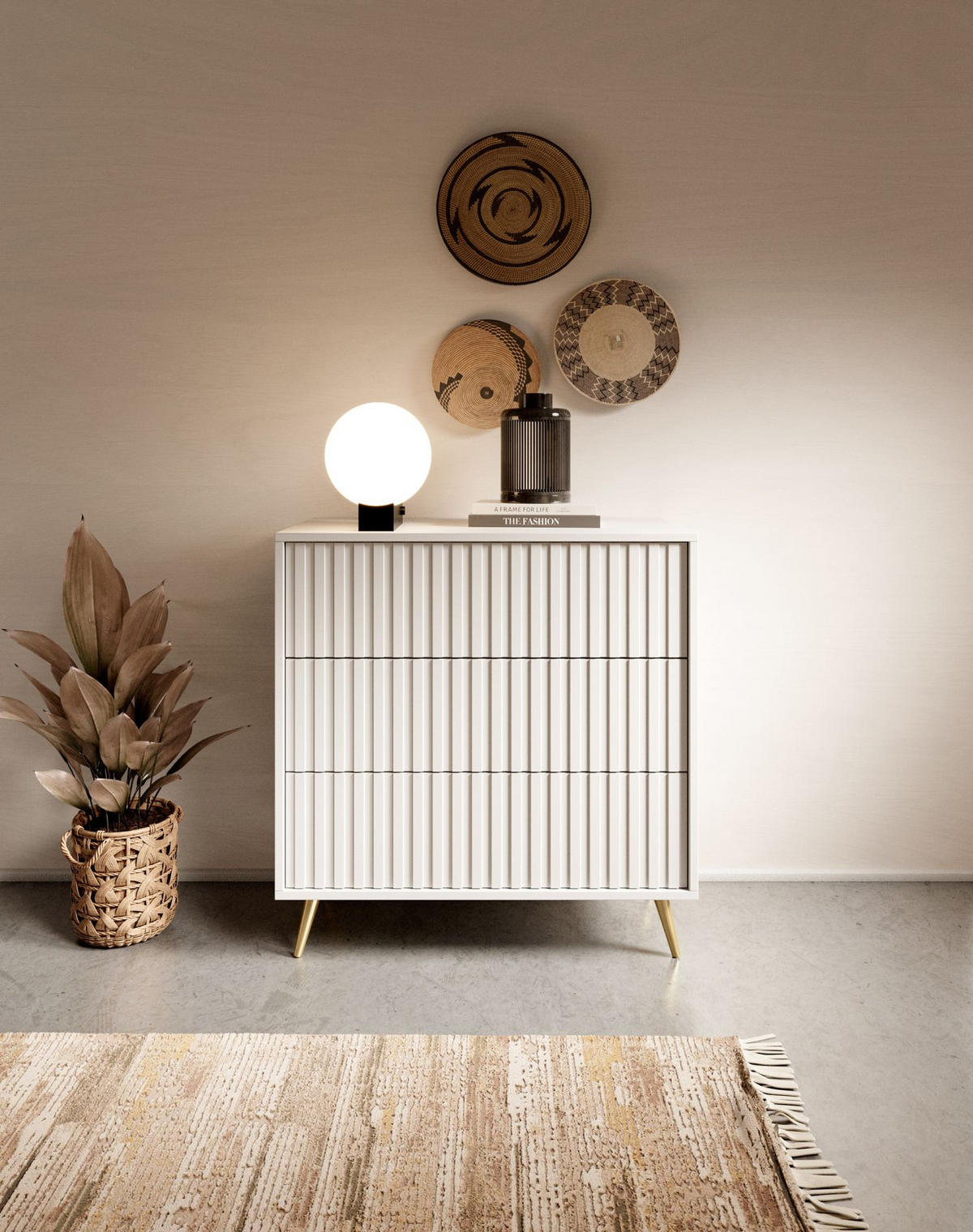 SIDEBOARD Bello weiß mit goldenen Beinen, 79 cm - Goldfarben/Weiß, Holzwerkstoff/Metall (79/78/38cm) - Selsey