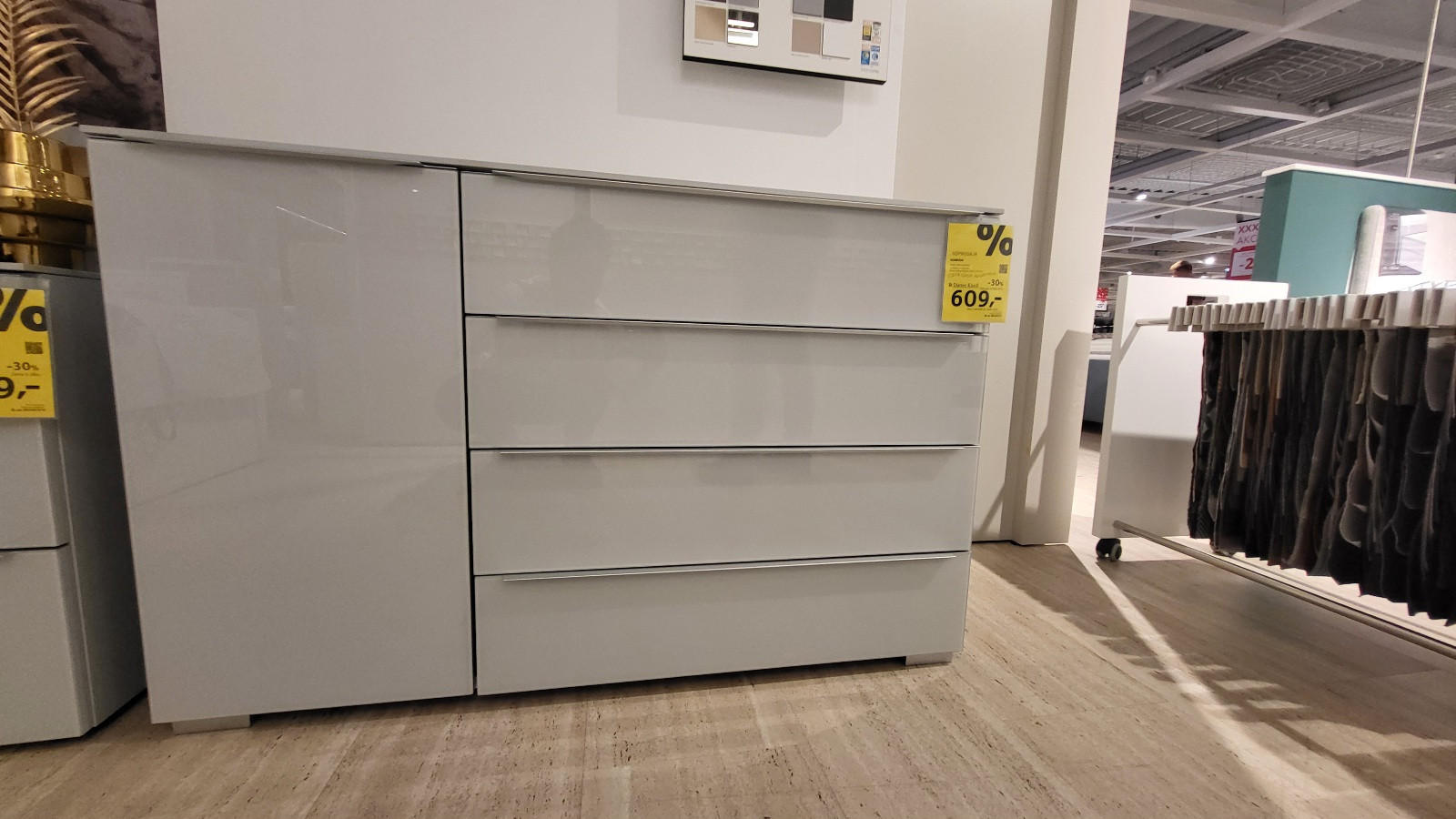 Set nočnih omaric SORTINO siva, sivo steklo - razstavni eksponat - Dieter Knoll
