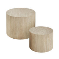 COUCHTISCHE RUND 2er set 58/58/58 cm - Beige, Holzwerkstoff (58/58/38cm) - Calicosy