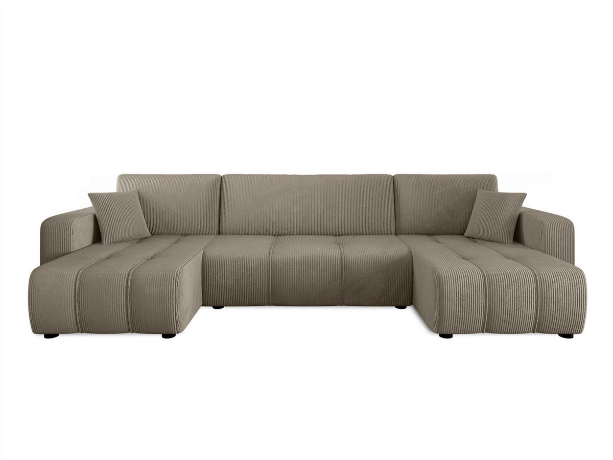 WOHNLANDSCHAFT Dagny - Braun, Holzwerkstoff/Textil (317/85/146cm) - Fun Möbel