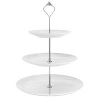 TORTENSTÄNDER Porzellan 15.5 / 20.5 / 27 x 37 cm - Weiß, Keramik (26.5/37cm) - Intirilife