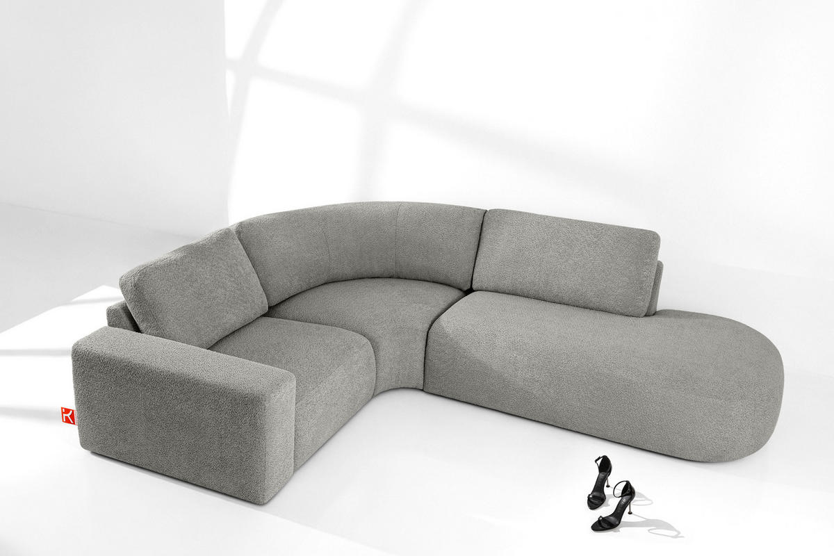 ECKSOFA RECHTS ZUCCO, Dunkelaschgrau - Dunkelgrau, Holz/Holzwerkstoff (224/293cm) - KONSIMO®