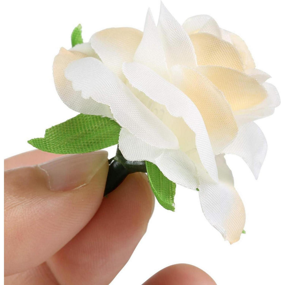 KUNSTBLUMEN Rosenköpfe 50 Stück Set Creme 4 cm - Creme, Textil (3.5cm)