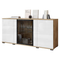 KOMMODE Caro SB 154 4D - Eiche Wotan/Schwarz, Holzwerkstoff/Kunststoff (150/70/40cm) - MIRJAN24