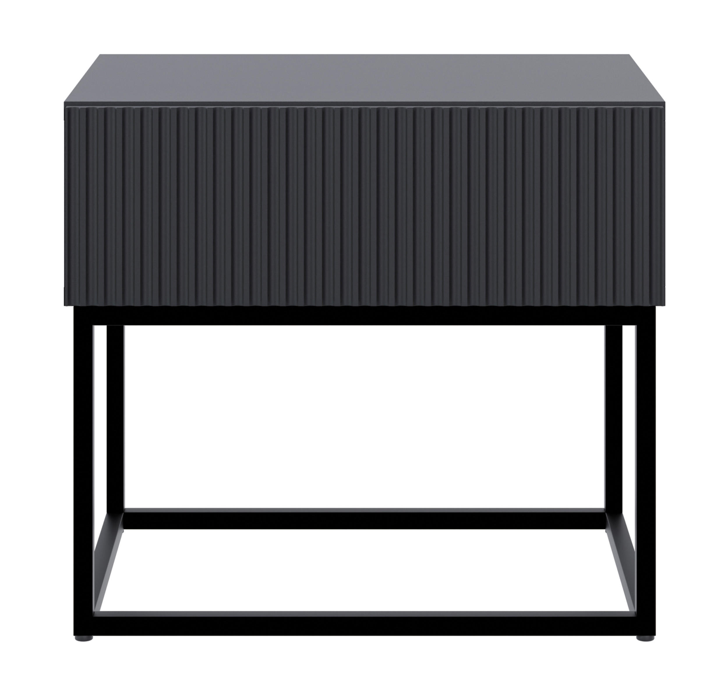 NACHTSCHRANK Veldio Schwarz mit schwarzen Beinen 50 cm - Schwarz, Holzwerkstoff/Metall (50/44/35.6cm) - Selsey