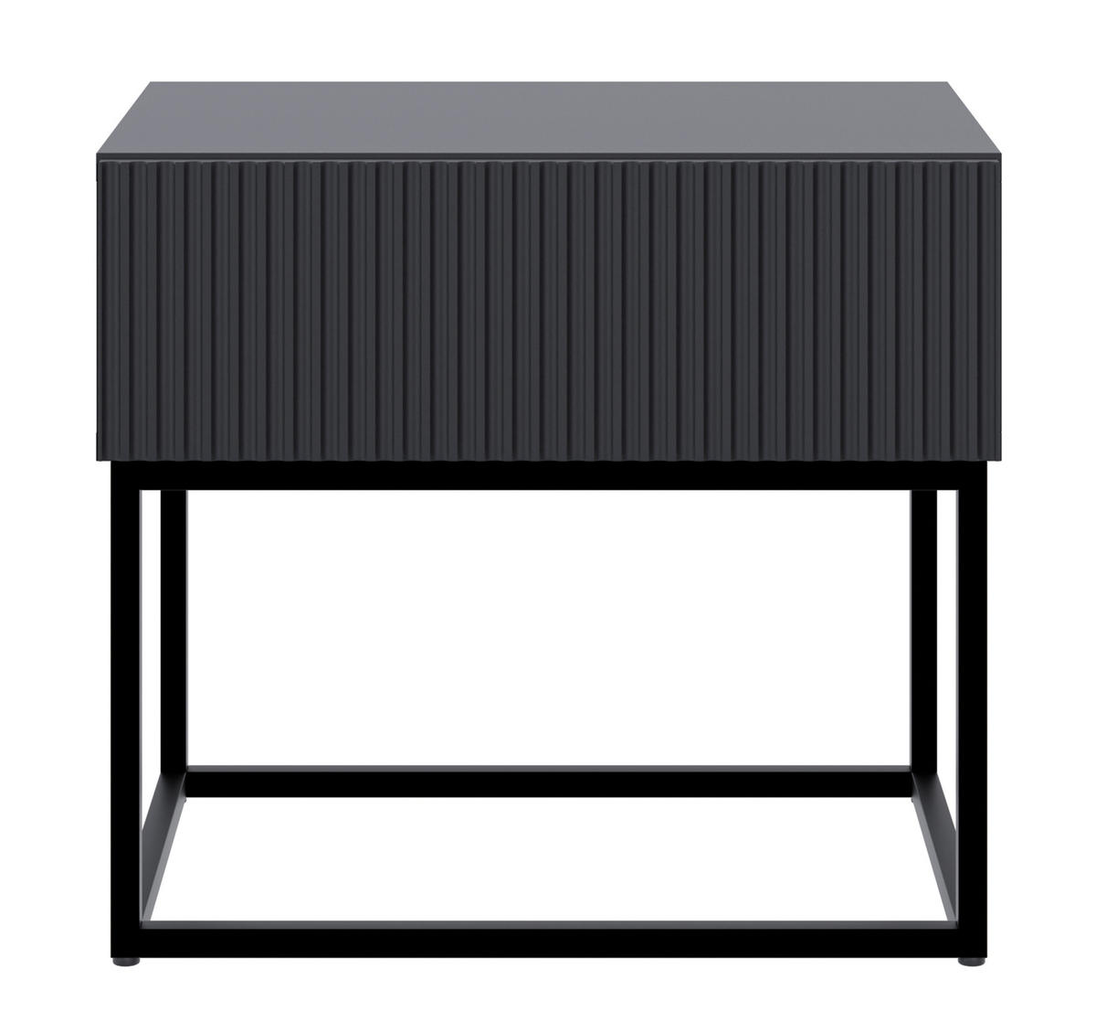 NACHTSCHRANK Veldio Schwarz mit schwarzen Beinen 50 cm - Schwarz, Holzwerkstoff/Metall (50/44/35.6cm) - Selsey
