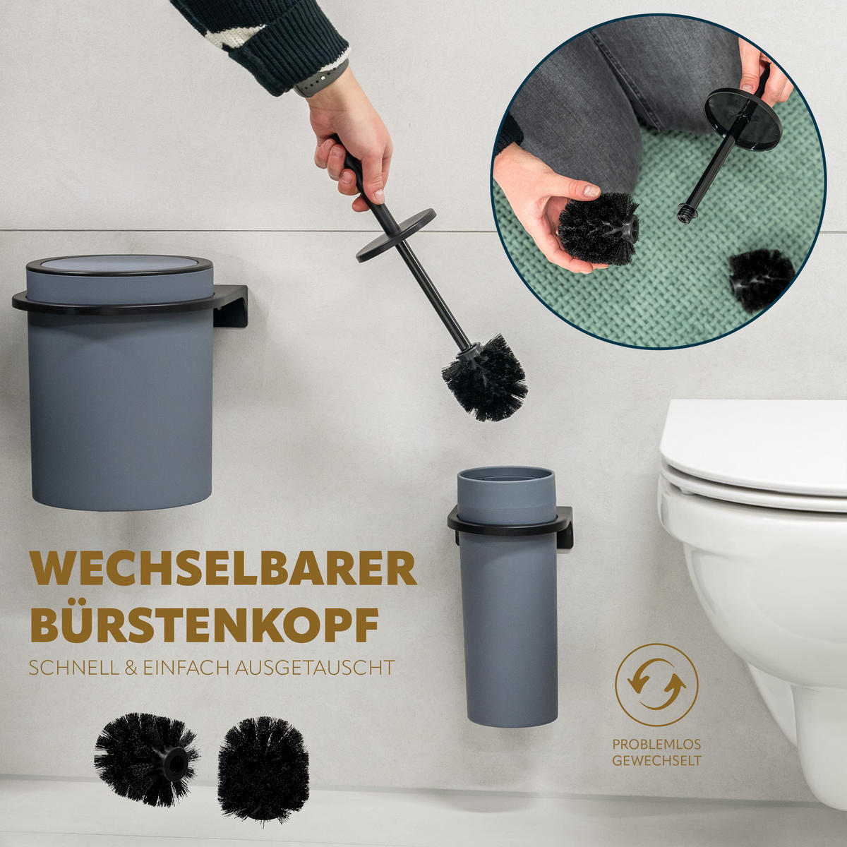 ERSATZBÜRSTENKÖPFE SAVONA 2er-Set, schwarz - Schwarz, Kunststoff (1.5/8cm) - bremermann