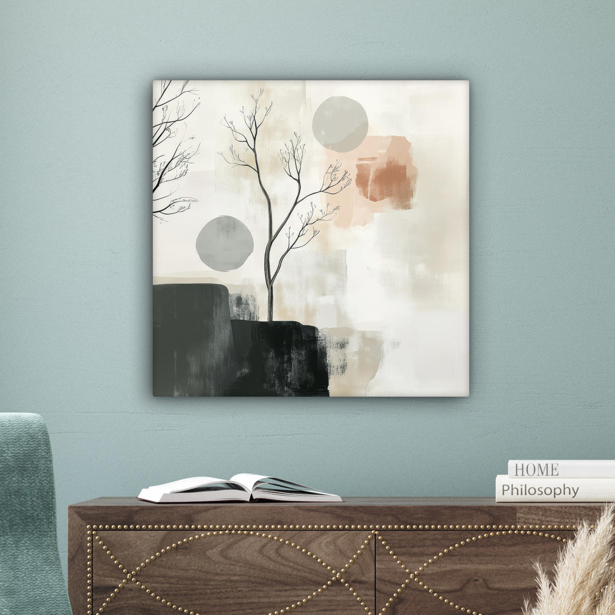 LEINWANDBILD Wabi sabi - Beige - Pflanze 50x50 cm - Sandfarben, Textil (50/50cm) - MuchoWow