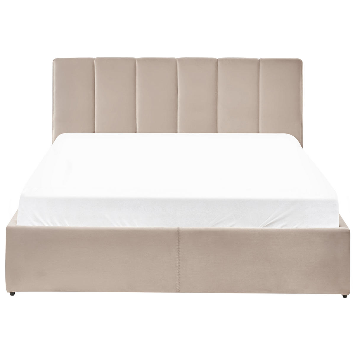 BETT mit Stauraum 140/200 cm Samtstoff Taupe Dreux - Taupe, Textil (140/200cm) - Beliani
