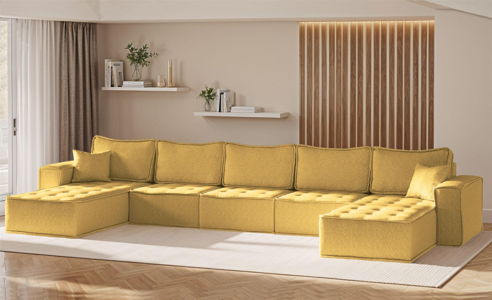 WOHNLANDSCHAFT Sande In Raven - Gelb, Holzwerkstoff/Textil (452/85/192cm) - Fun Möbel