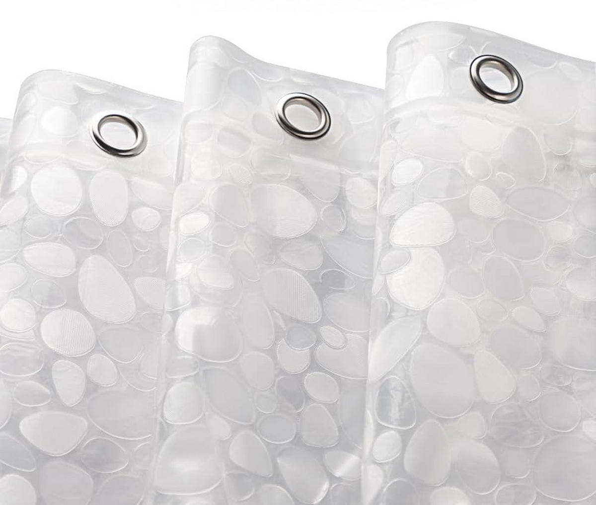 DUSCHVORHANG schimmelresistent Kieselsteine transparent Einlage wasserdicht mit Magneten fürs Badezimmer 180 cm - Transparent, Kunststoff (120/180cm) - MCBOSON