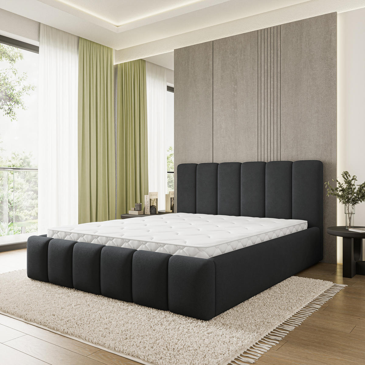 POLSTERBETT ATTORA SR 120x200 cm mit Bettkästen - Schwarz - Schwarz, Holz (120/200cm) - MASSENO